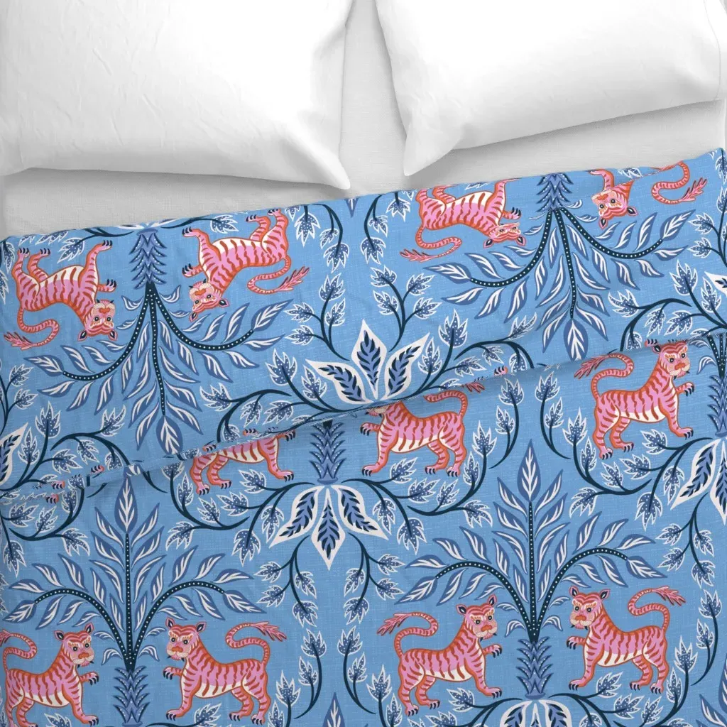 Tigers And Palms Duvet Cover - Pink alternate view
