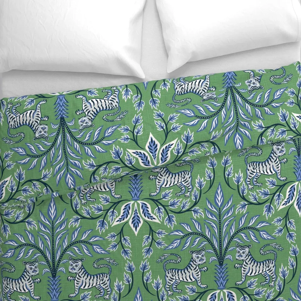 Tigers And Palms Duvet Cover - Sage Green alternate view