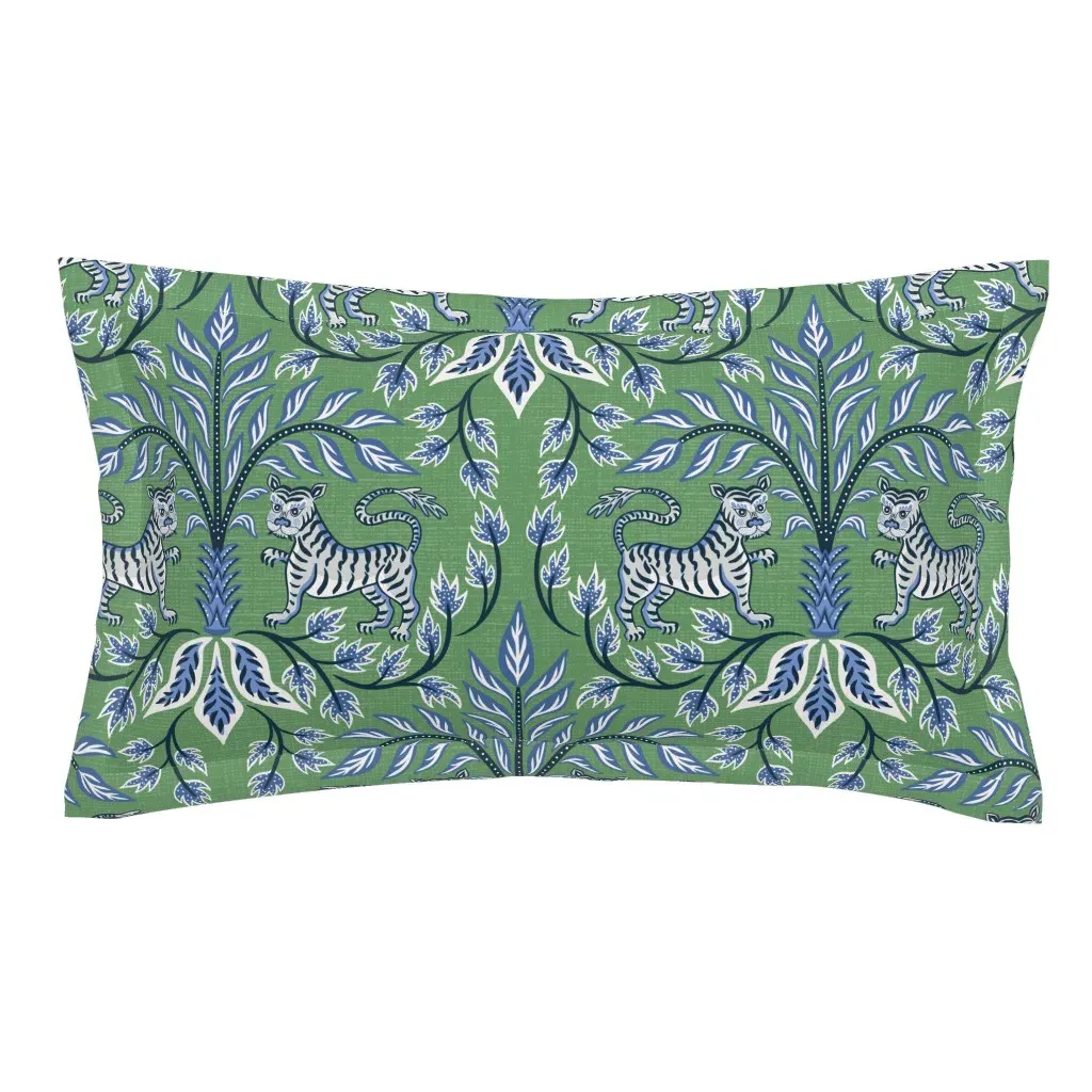 Tigers And Palms Jumbo King Pillow Sham - Sage Green product