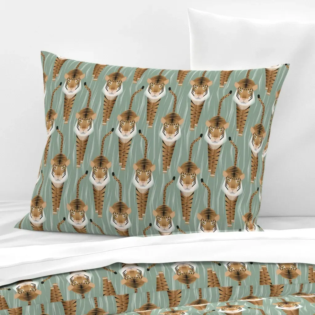 Tigers And Stripes Standard Knife Edge Cushion - Orange-Brown, Cotton Sateen product