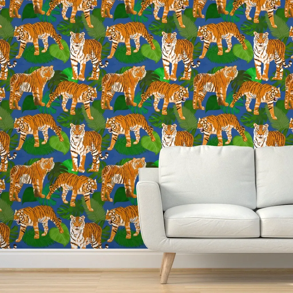 Tigers In The Jungle Peel and Stick Wallpaper - Orange product