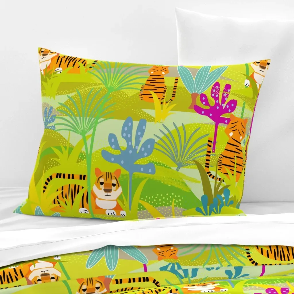 Tigers Rest Standard Knife Edge Cushion Cover - Orange, Cotton Sateen product