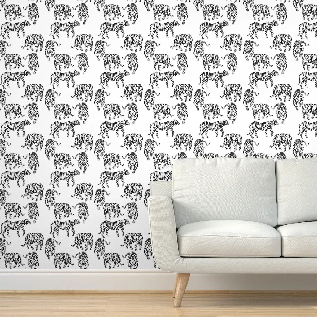Tigers Walking Peel and Stick Wallpaper - Black product