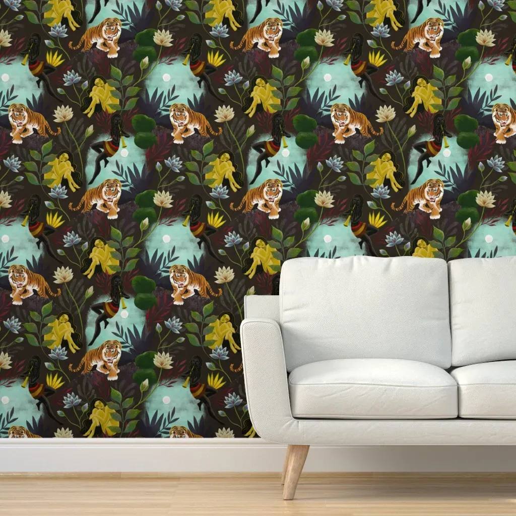 Tigersfriends Peel and Stick Wallpaper - Dark Teal product