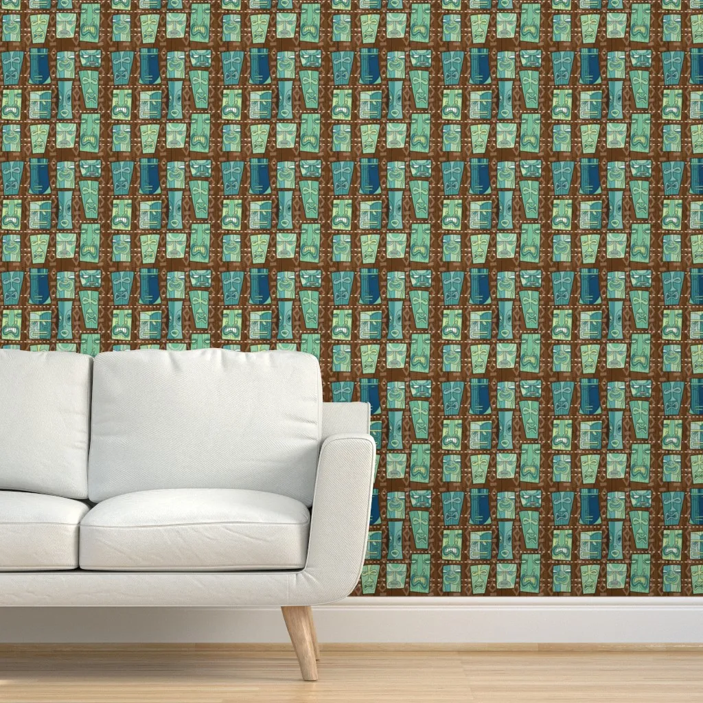 Tiki Freaks Peel and Stick Wallpaper - Teal product
