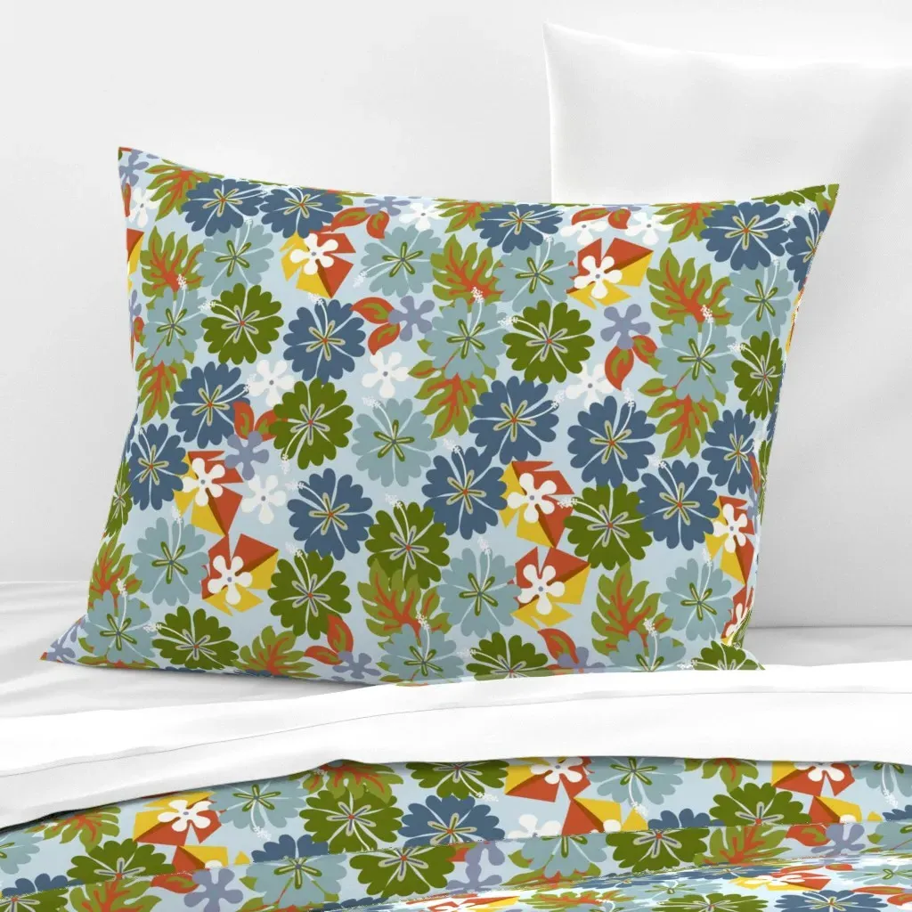 Tiki Lagoon Standard Knife Edge Cushion Cover - Blue, Cotton Sateen product