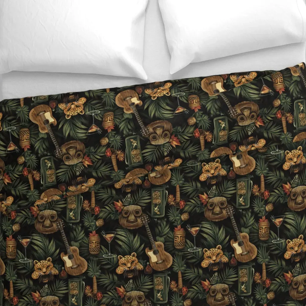 Tiki Night Lounge Duvet Cover - Green alternate view