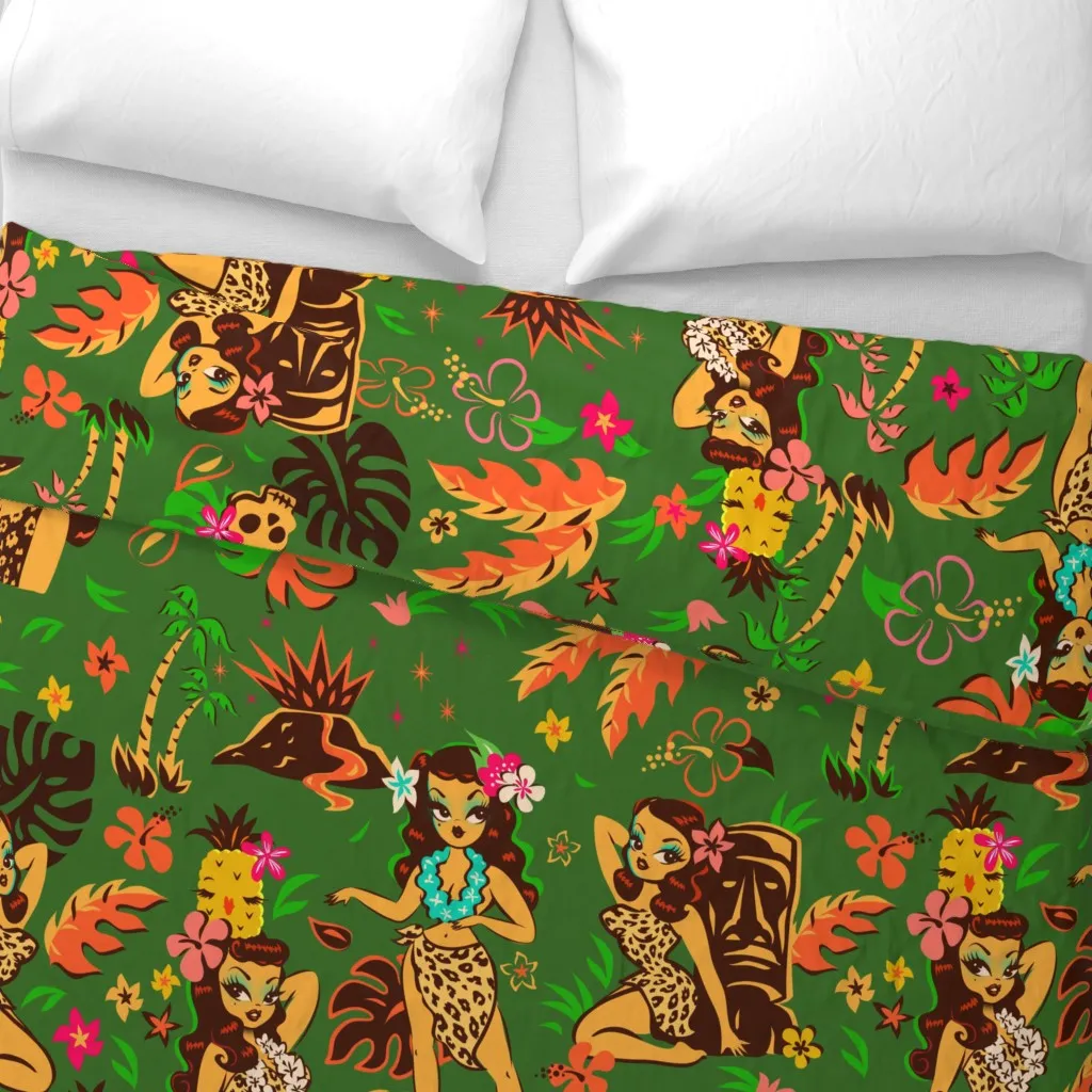 Tiki Temptress Duvet Cover - Dark Green alternate view