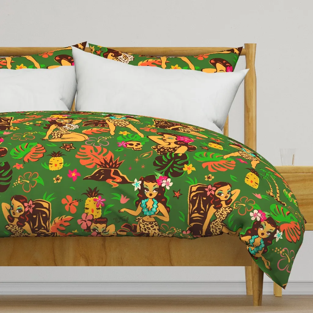 Tiki Temptress Duvet Cover - Dark Green product