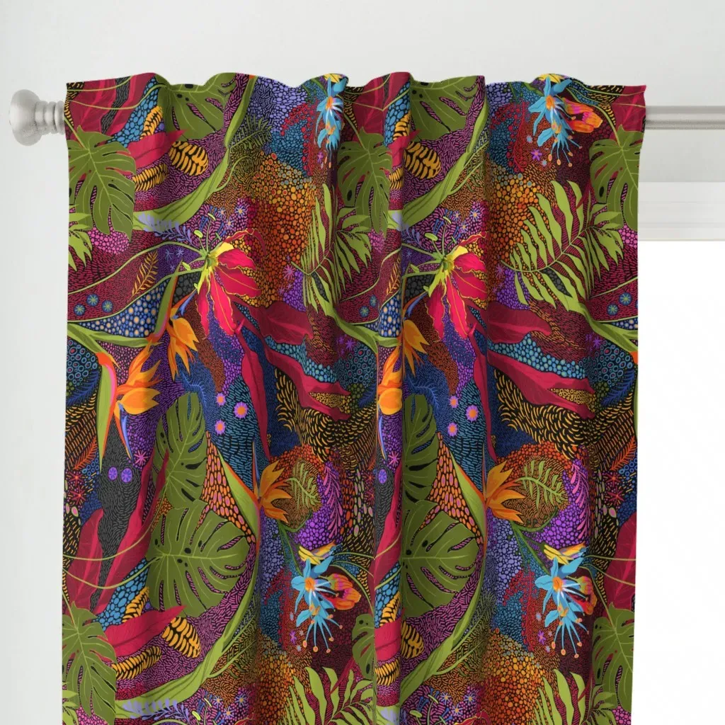 Tiki Tiki Curtain Panel - Red alternate view