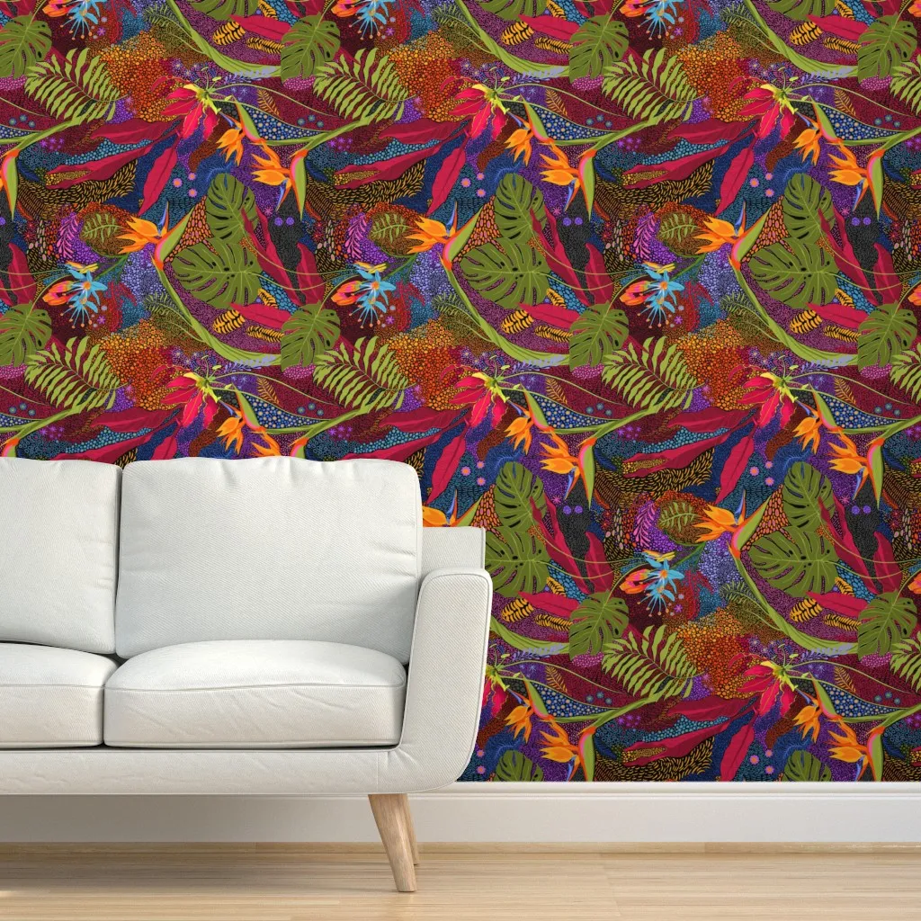 Tiki Tiki Peel and Stick Wallpaper - Green, Coral product