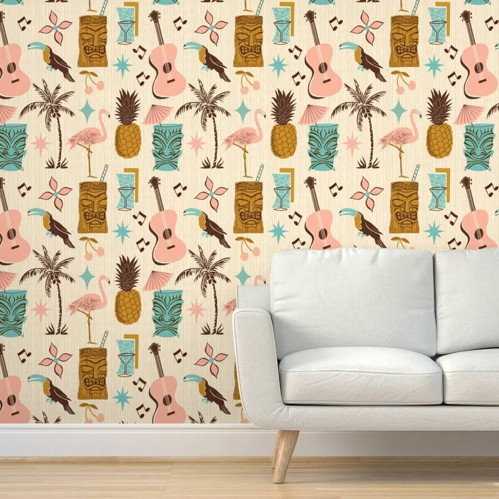 Tiki Time Peel and Stick Wallpaper - Beige product