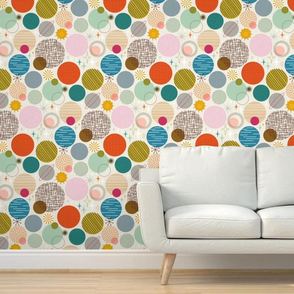 Time Traveling Thru Space Peel and Stick Wallpaper - Beige, Blue product
