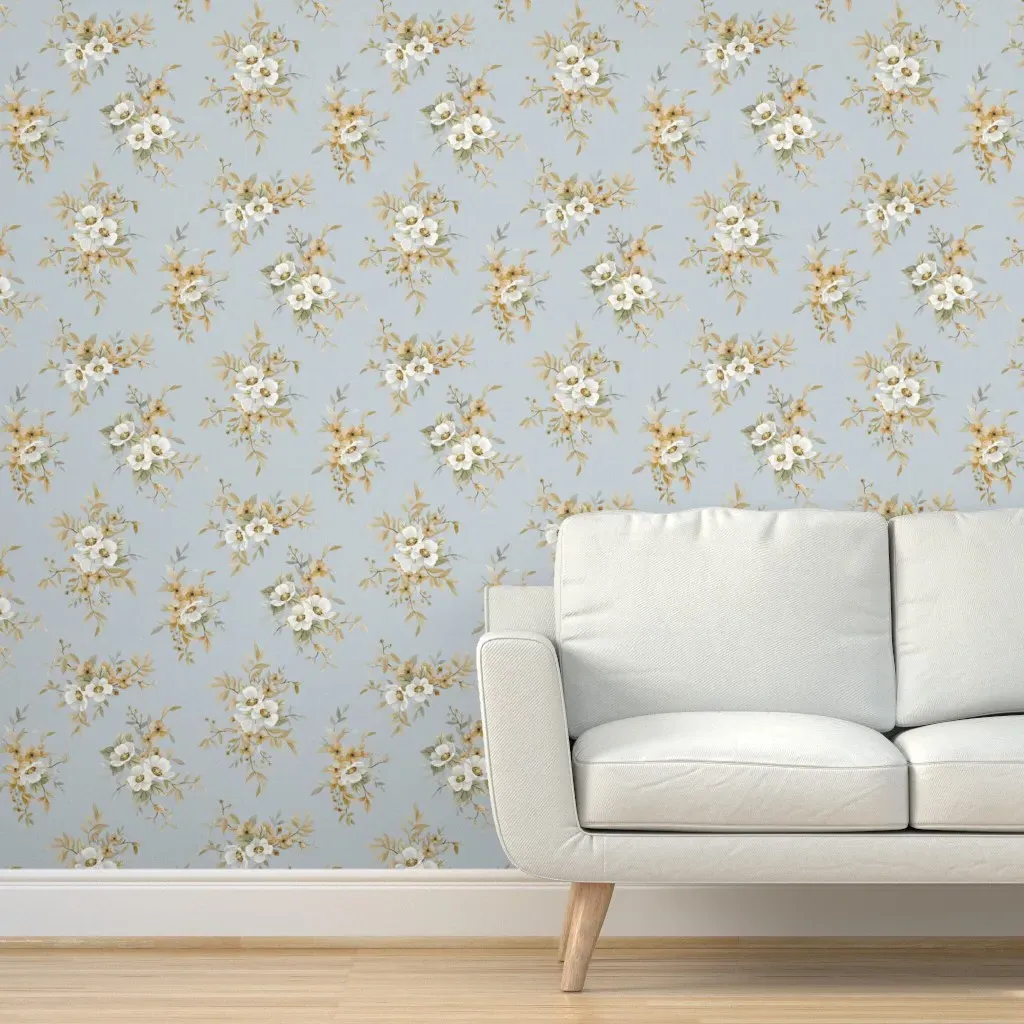 Timeless Botanical Peel and Stick Wallpaper - Blue Grey product