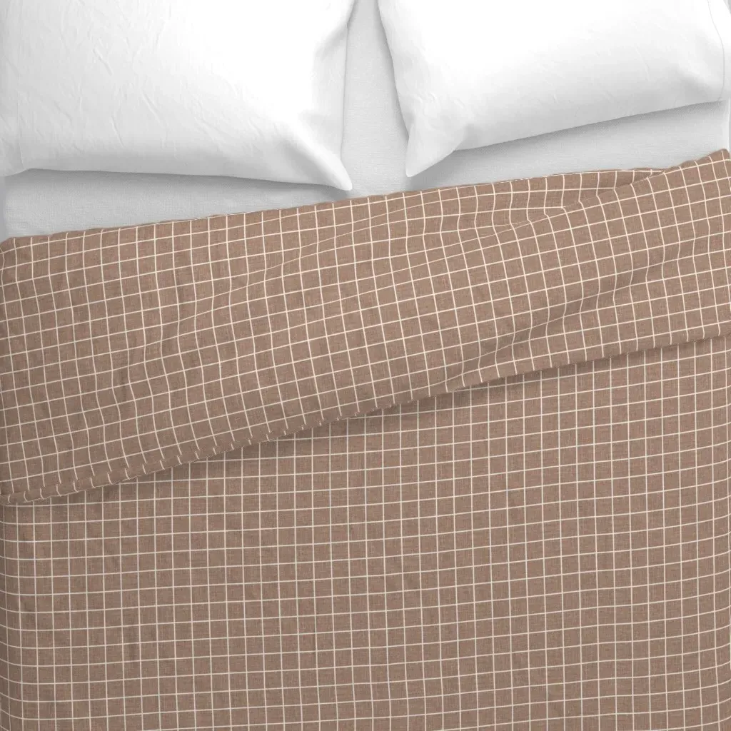 Timeless Grid Minimal Duvet Cover - Brown alternate view