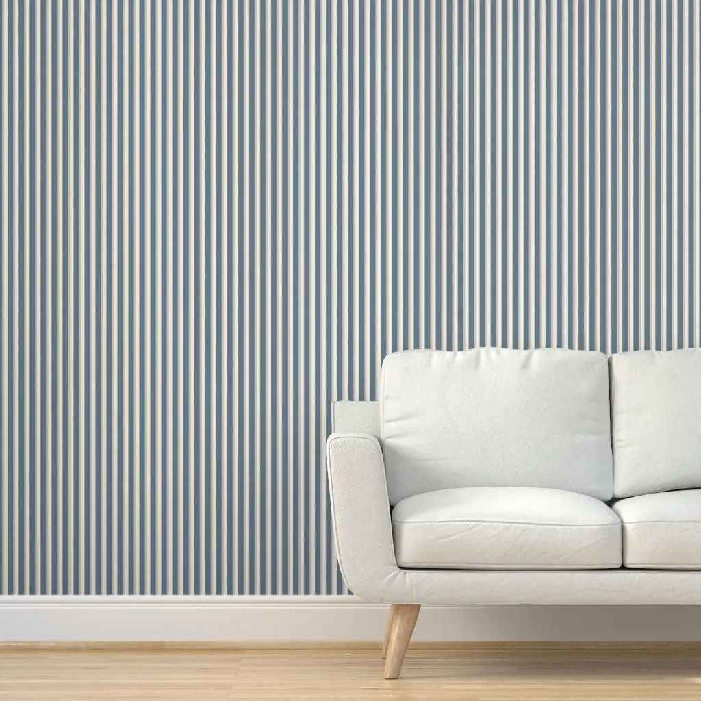 Timeless Nursery Heritage Stripe Peel and Stick Wallpaper - Dusty Blue product