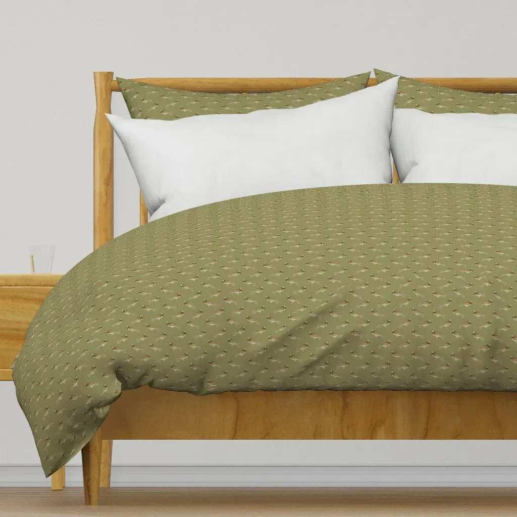 Tiny 1.5" Ruffed Grouse Duvet Cover - Olive Green product
