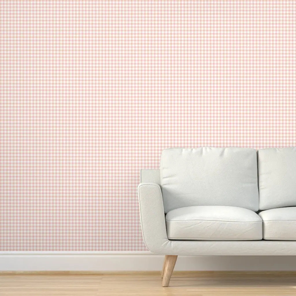 Tiny Buffalo Check Plaid Peel and Stick Wallpaper - Blush Pink product