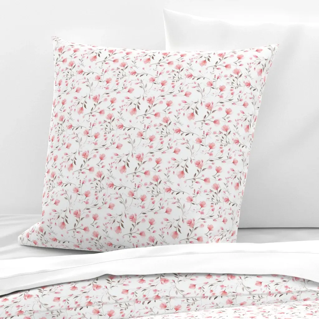 Tiny Ditsy Rose Rosebud Euro Pillow Sham - Blush Pink product