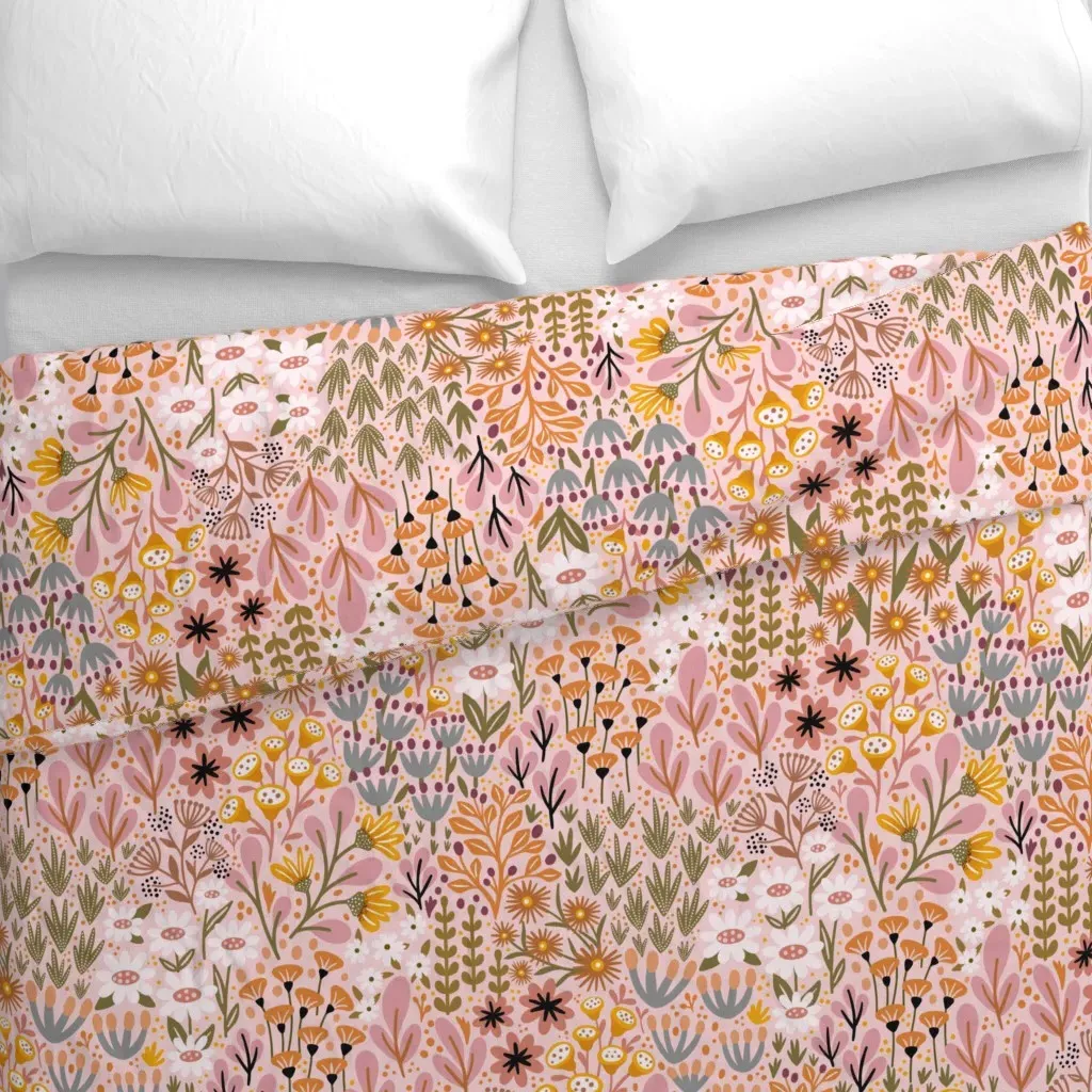 Tiny Flowers In The Wild Duvet Cover - Pink alternate view