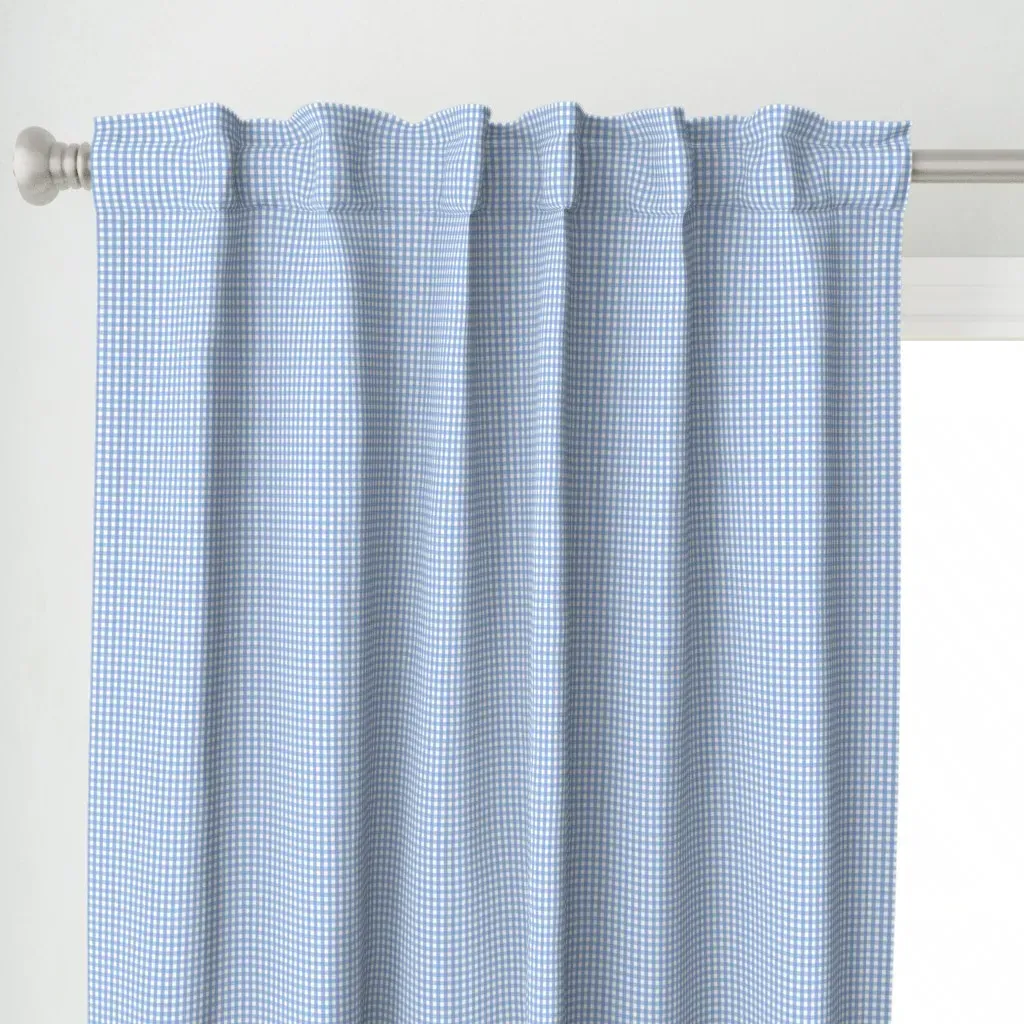 Tiny Gingham Cornflower Curtain Panel - Light Blue alternate view