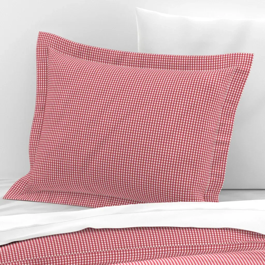Tiny Gingham Standard Flanged Cushion Cover - Red, Cotton Sateen product