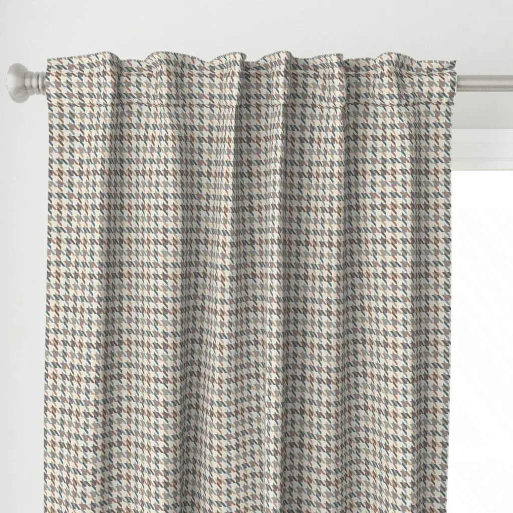Tiny Houndstooth Check Curtain Panel - Beige alternate view