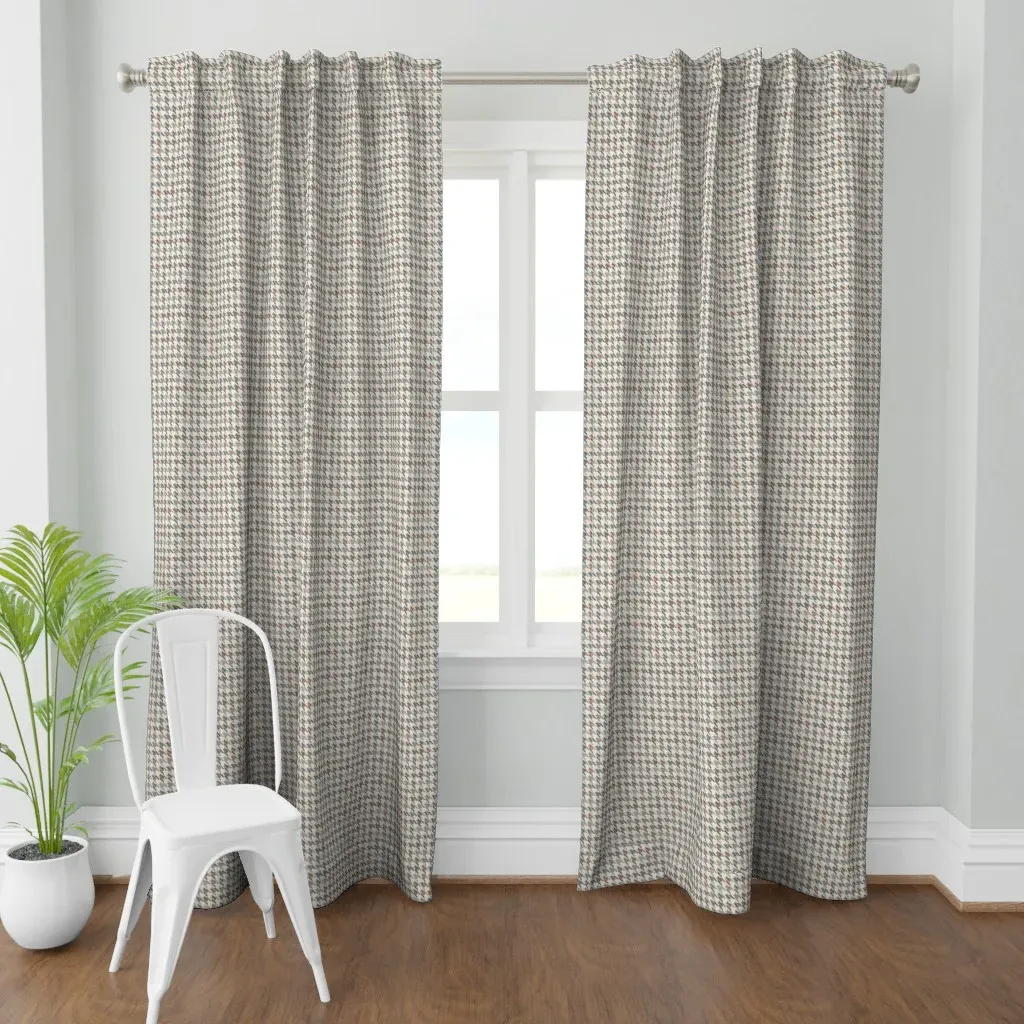 Tiny Houndstooth Check Curtain Panel - Beige product