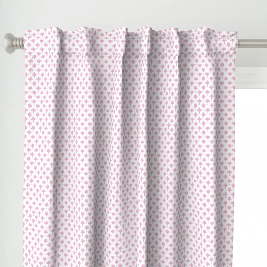 Tiny Palm Curtain Panel - Pink, White alternate view