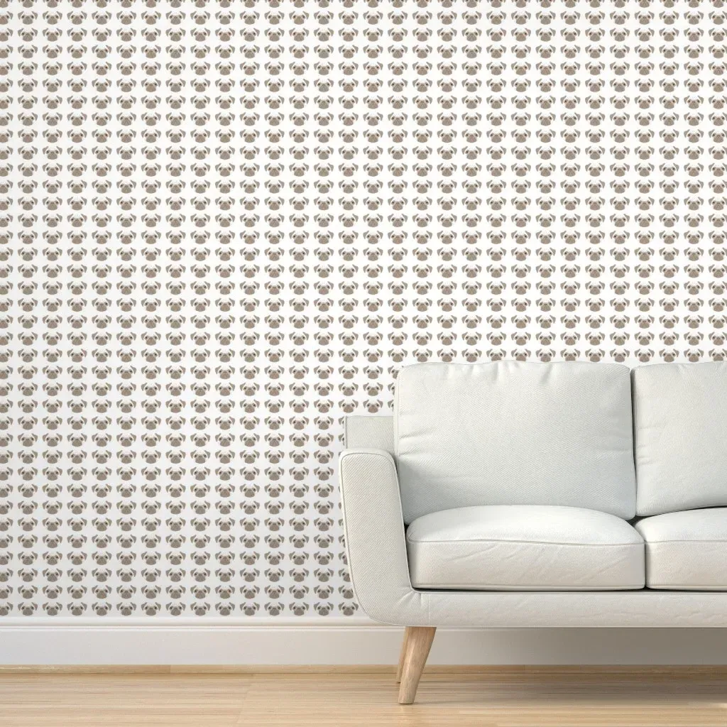 Tiny Pugs Peel and Stick Wallpaper - Beige product
