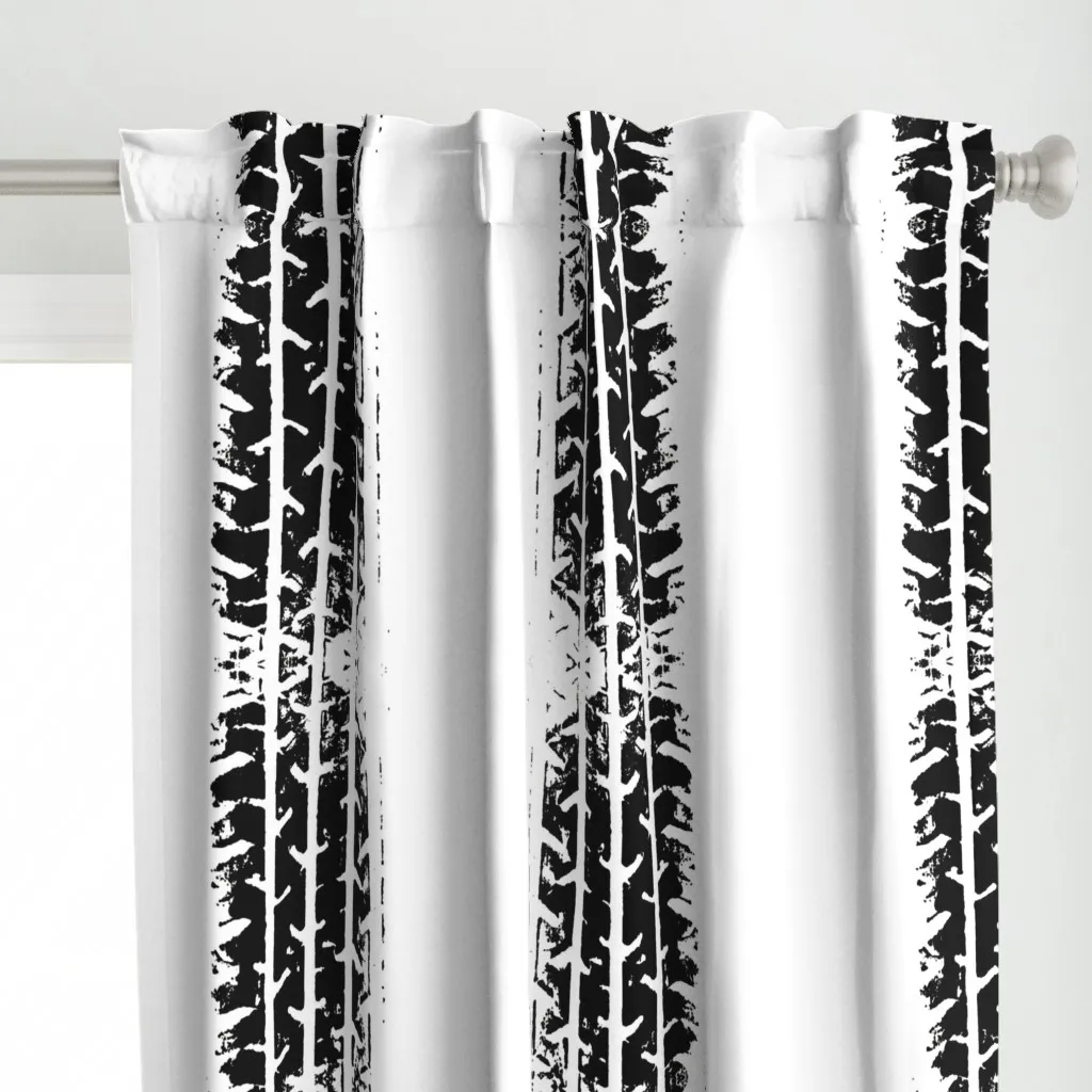 Tire Tracks Curtain Panel - Black alternate view
