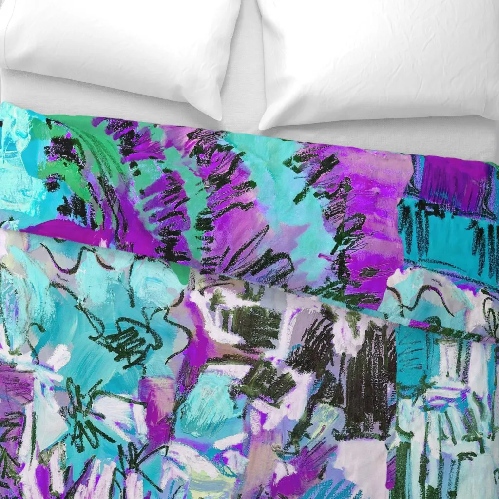 To Everything A Season Bloom Duvet Cover - Turquoise alternate view