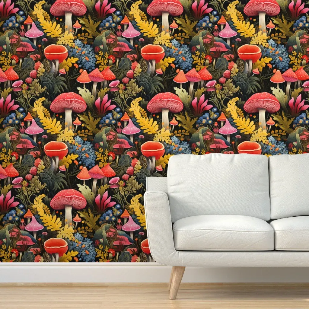 Toadstools Peel and Stick Wallpaper - Red product