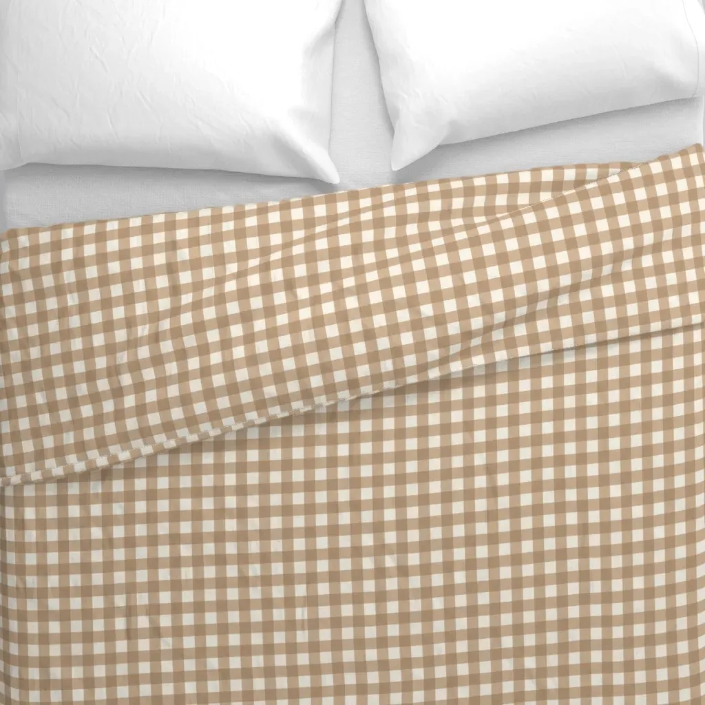 Toasted Almond Gingham Duvet Cover - Beige alternate view