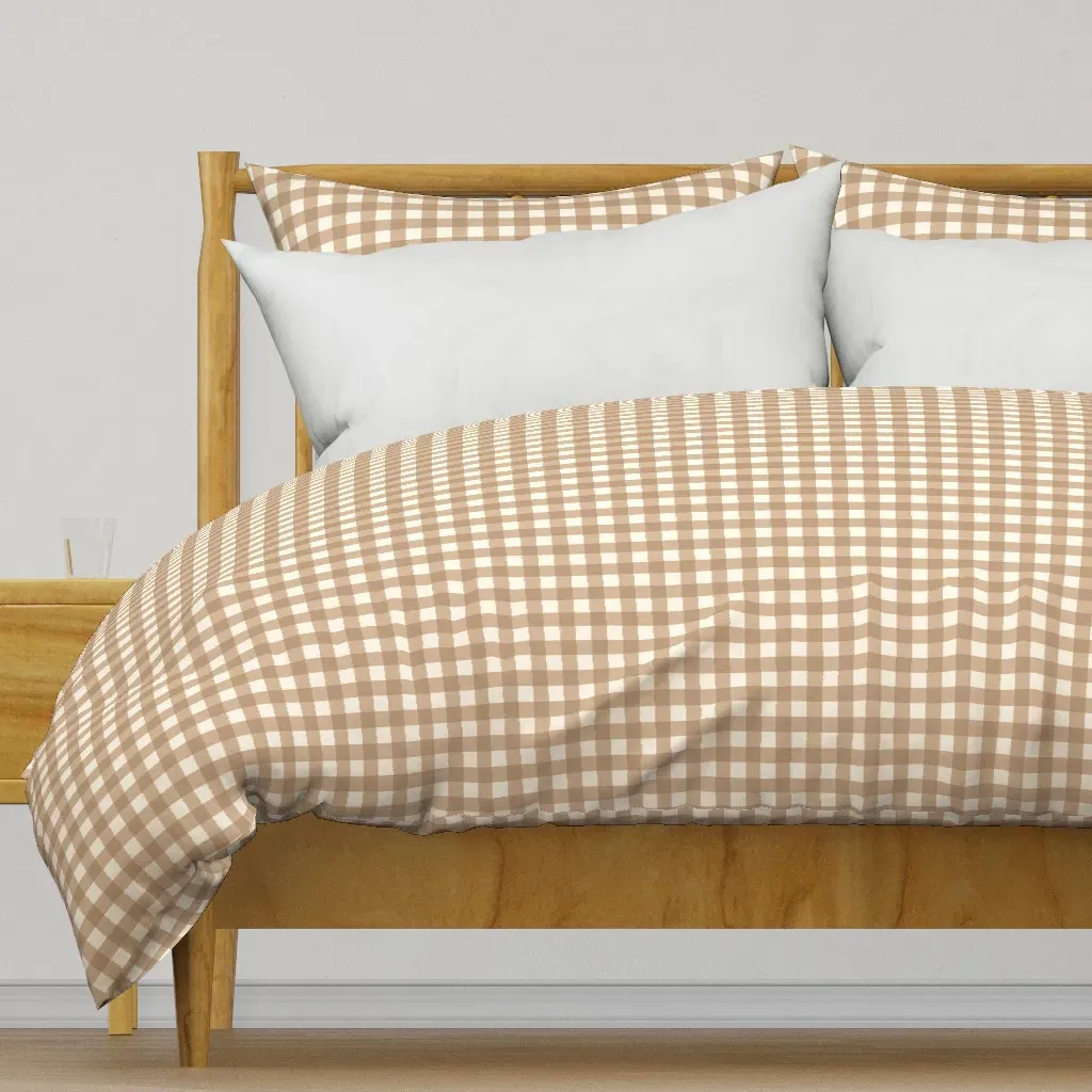 Toasted Almond Gingham Duvet Cover - Beige product