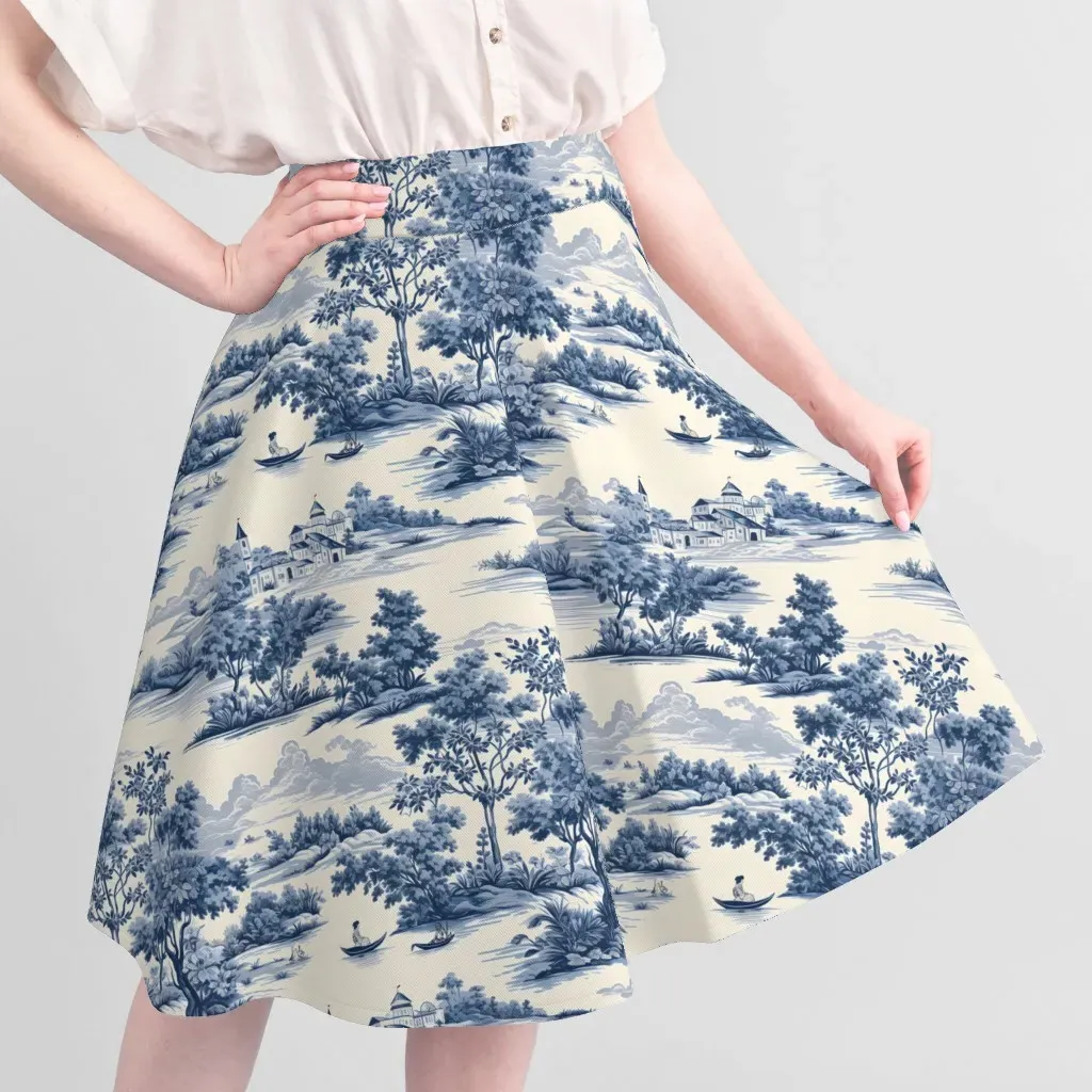 Toile De Jouy Blue Willow Pique Fabric - Blue alternate view