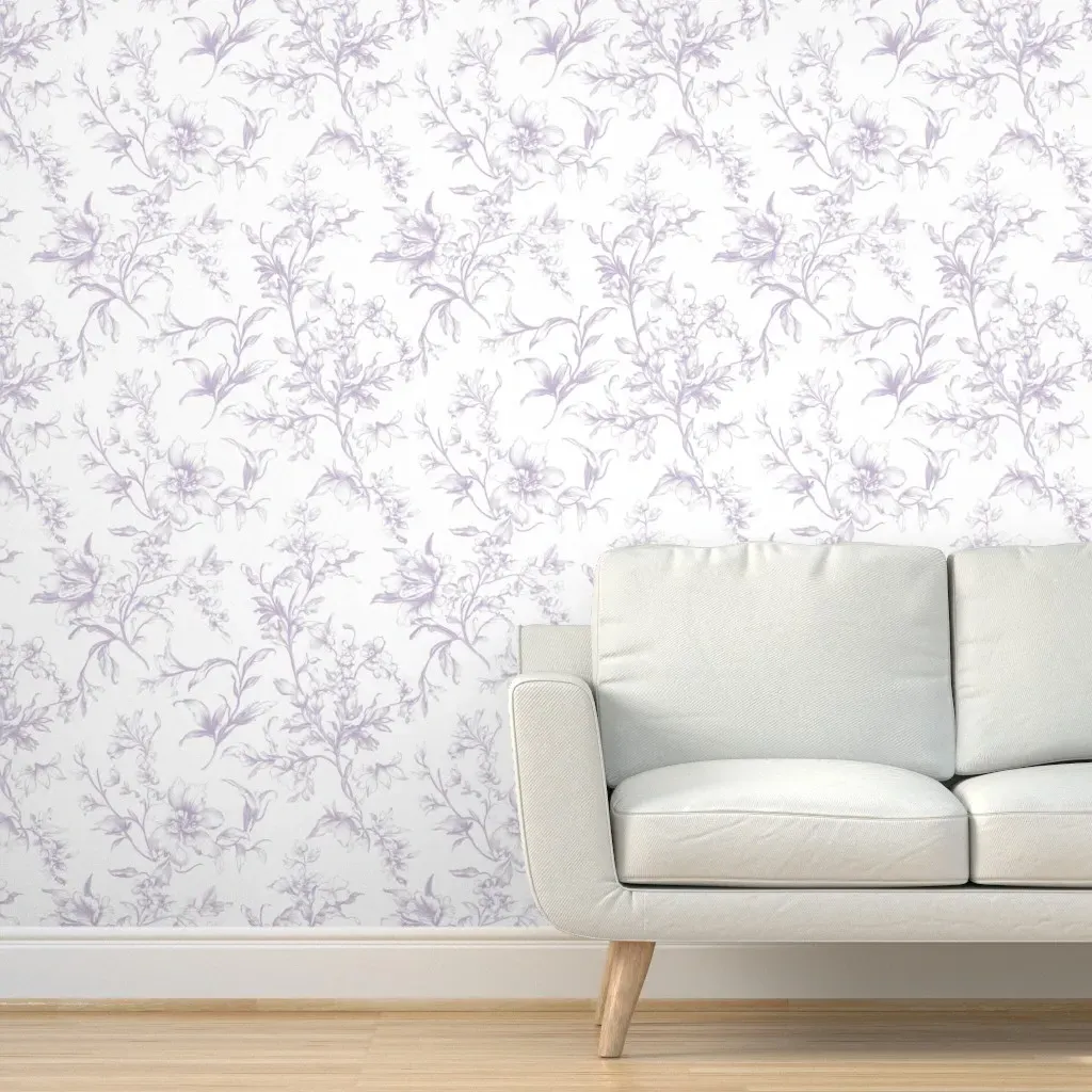 Toile De Jouy Freesia Peel and Stick Wallpaper - Lilac product