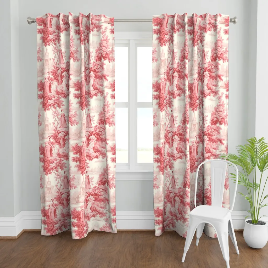 Toile De Jouy Large Curtain Panel - Pink product