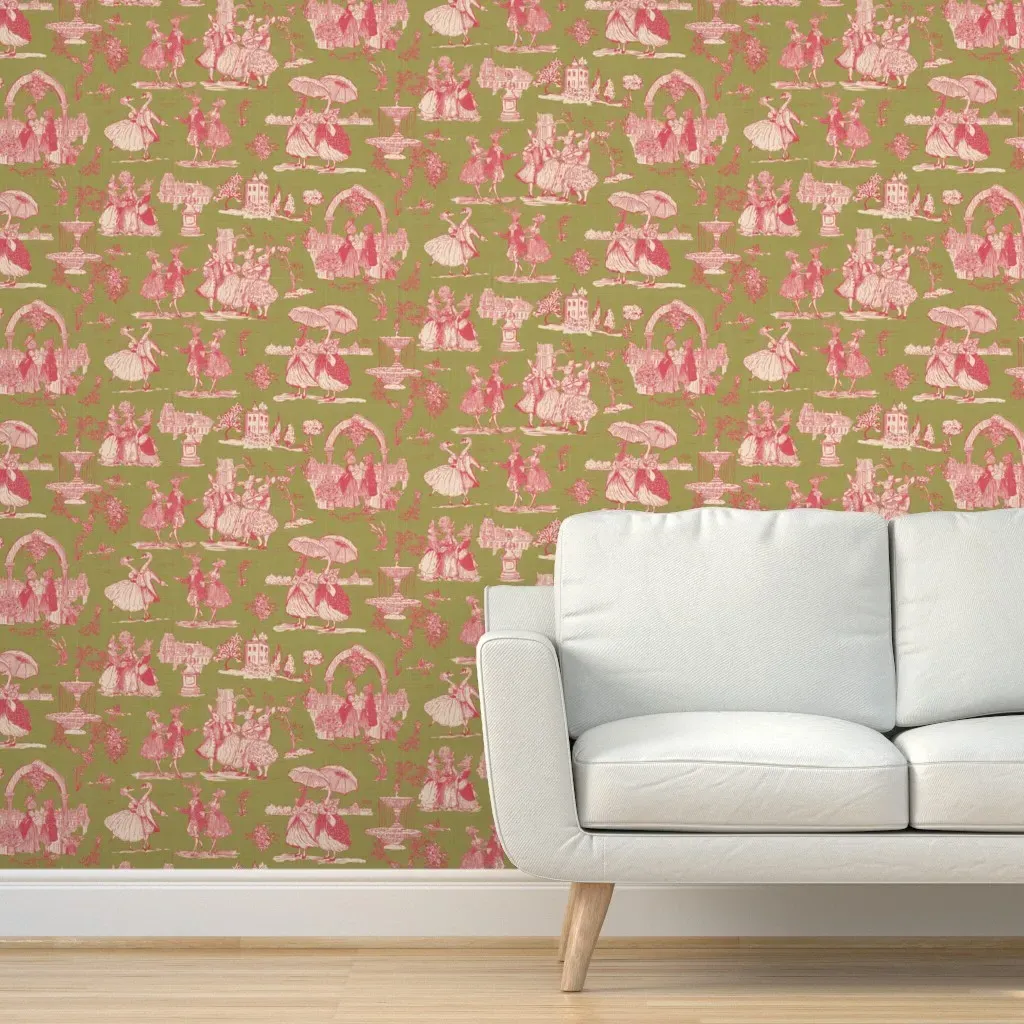 Toile de Jouy Versalles Peel and Stick Wallpaper - Rose product
