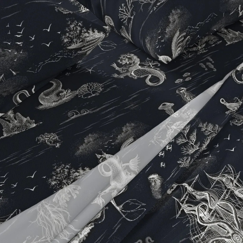 Toile De Mer Queen Sheet Set - Off White, Black alternate view