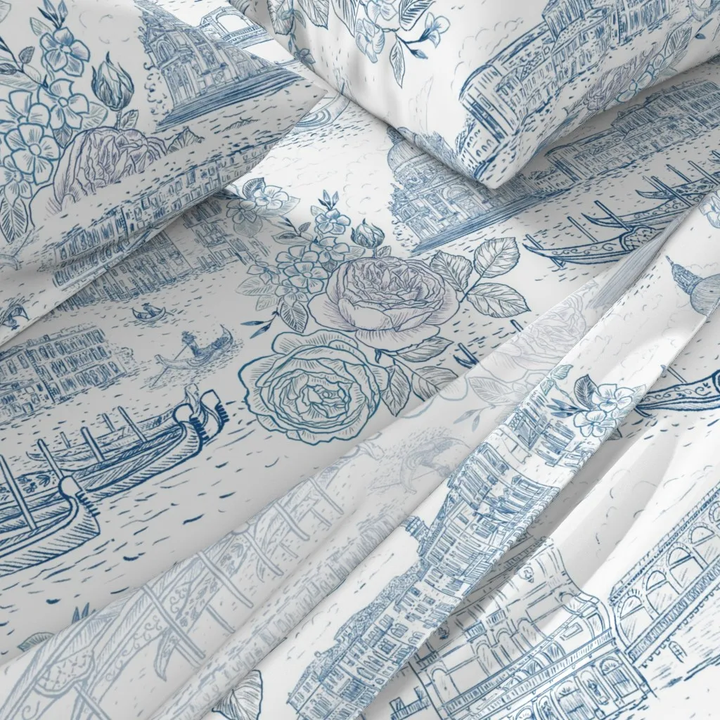 Toile De Venezia King Size Sheet Set - Blue alternate view