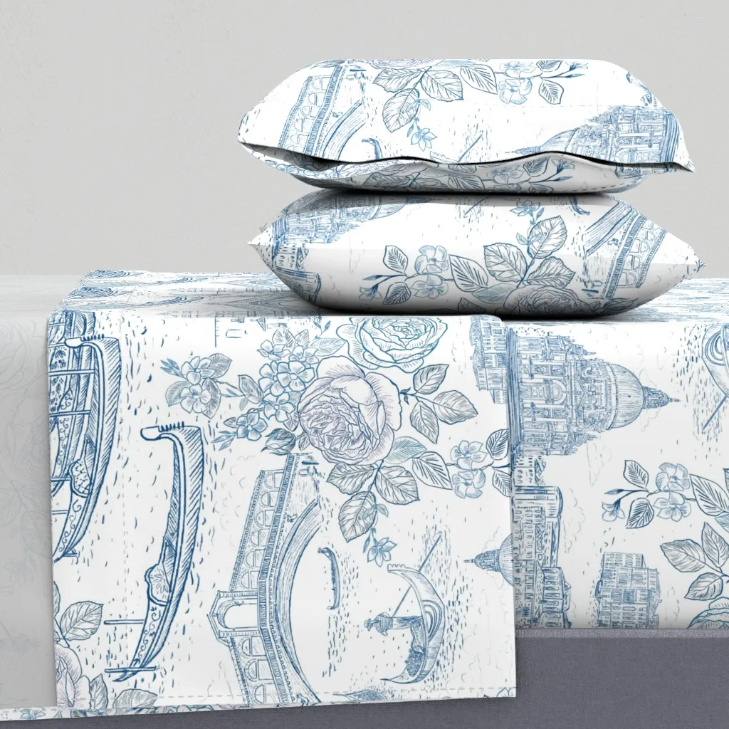 Toile De Venezia King Size Sheet Set - Blue product