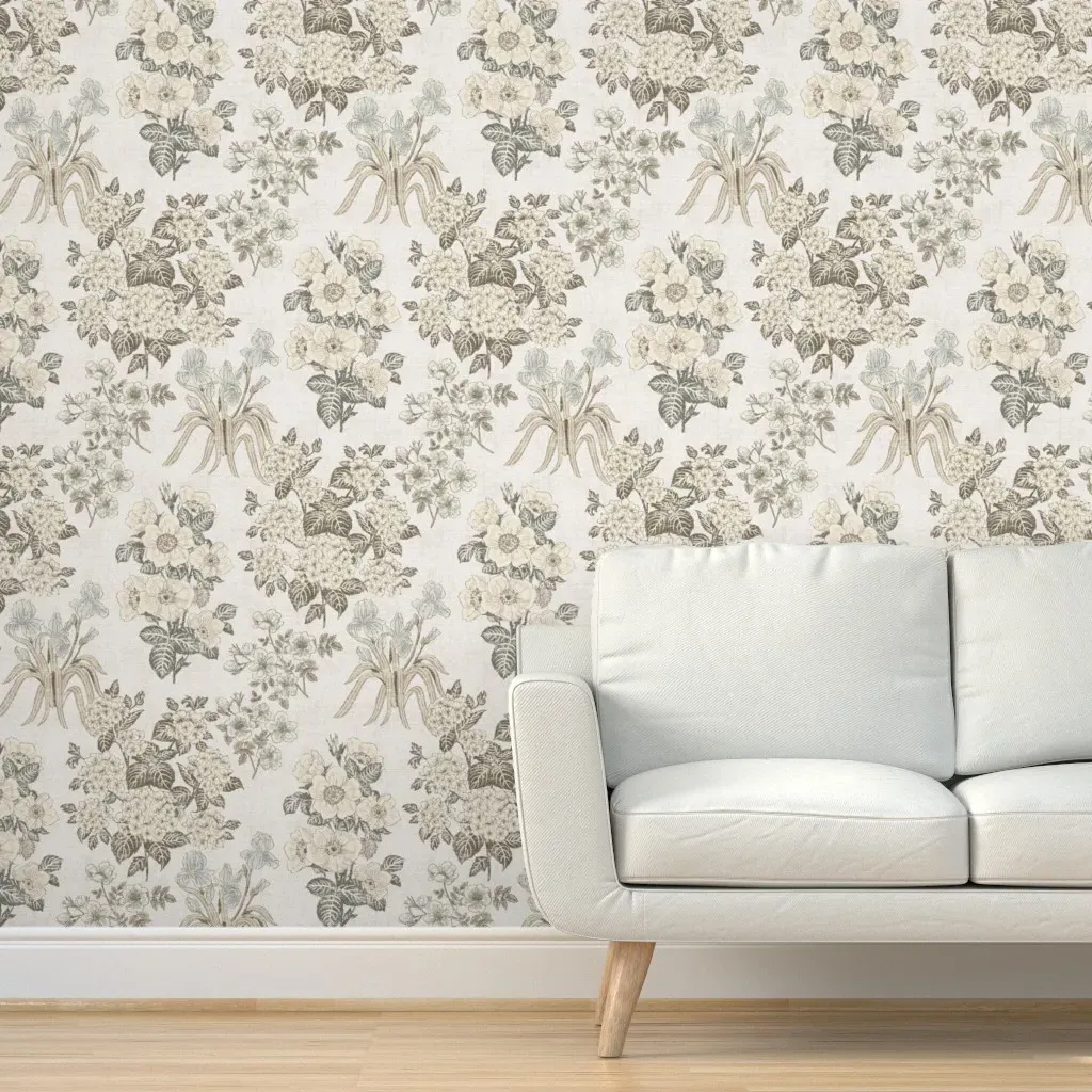 Toile Floral Botanical Peel and Stick Wallpaper - Beige product