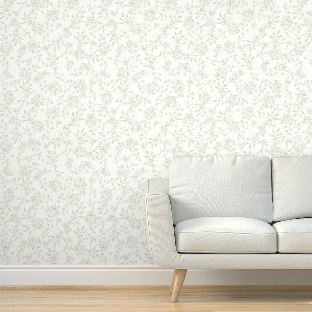 Toile Flowers Peel and Stick Wallpaper - Sage Green product