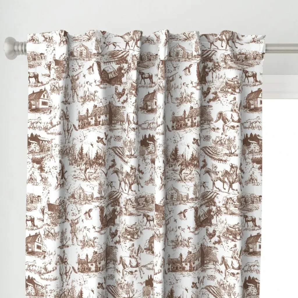 Toile Large Repeat Curtain Panel - Brown alternate view