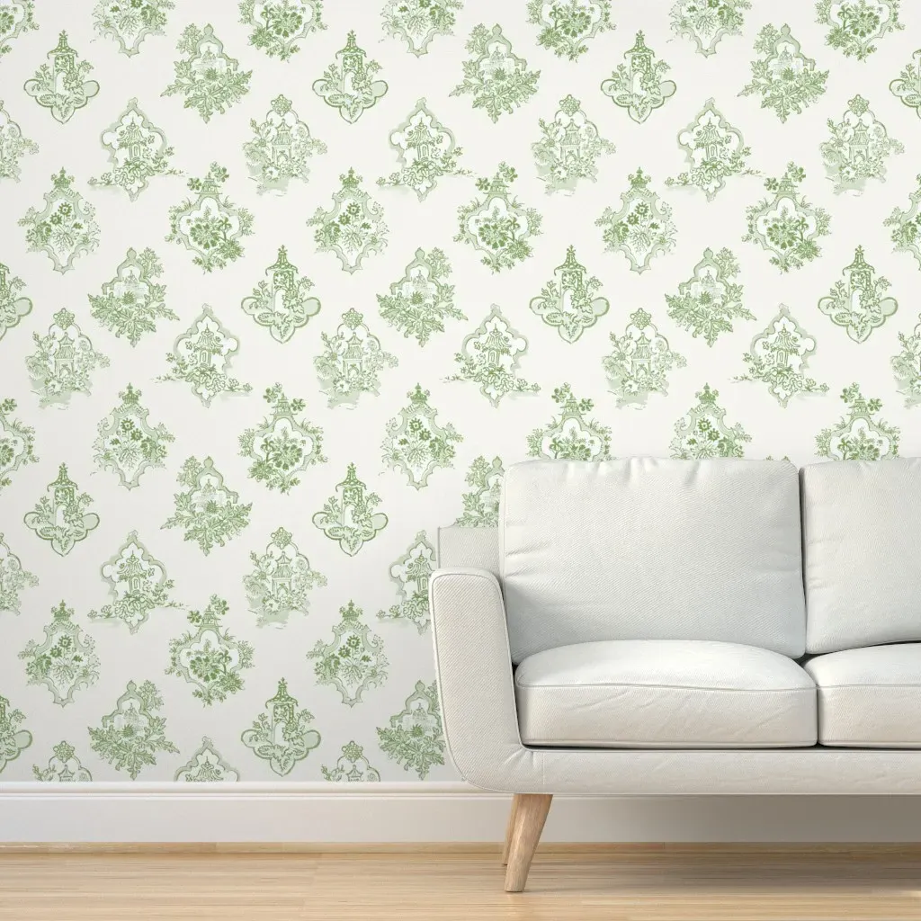 Toile Medallion Peel and Stick Wallpaper - Sage Green product