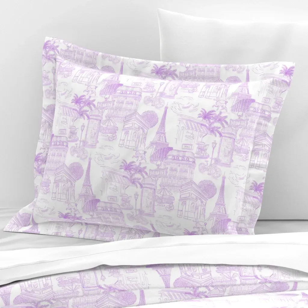 Toile Paris Scenes Standard Flanged Cushion Cover - Lavender, Cotton Sateen product