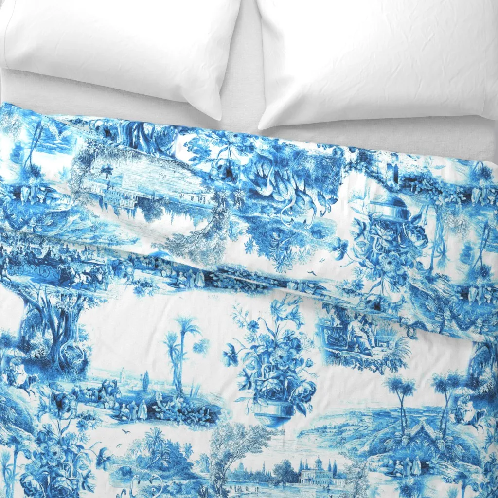 Toile Pattern Duvet Cover - Blue alternate view