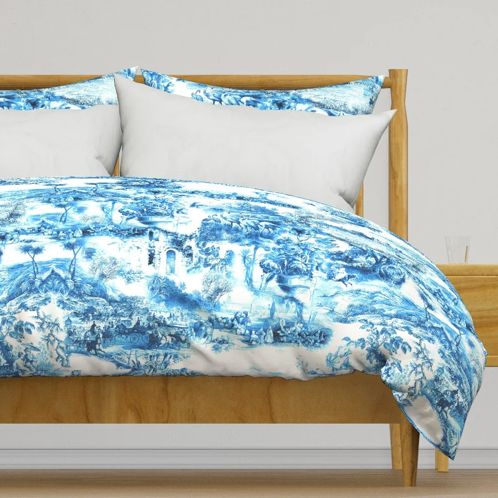 Toile Pattern Duvet Cover - Blue product