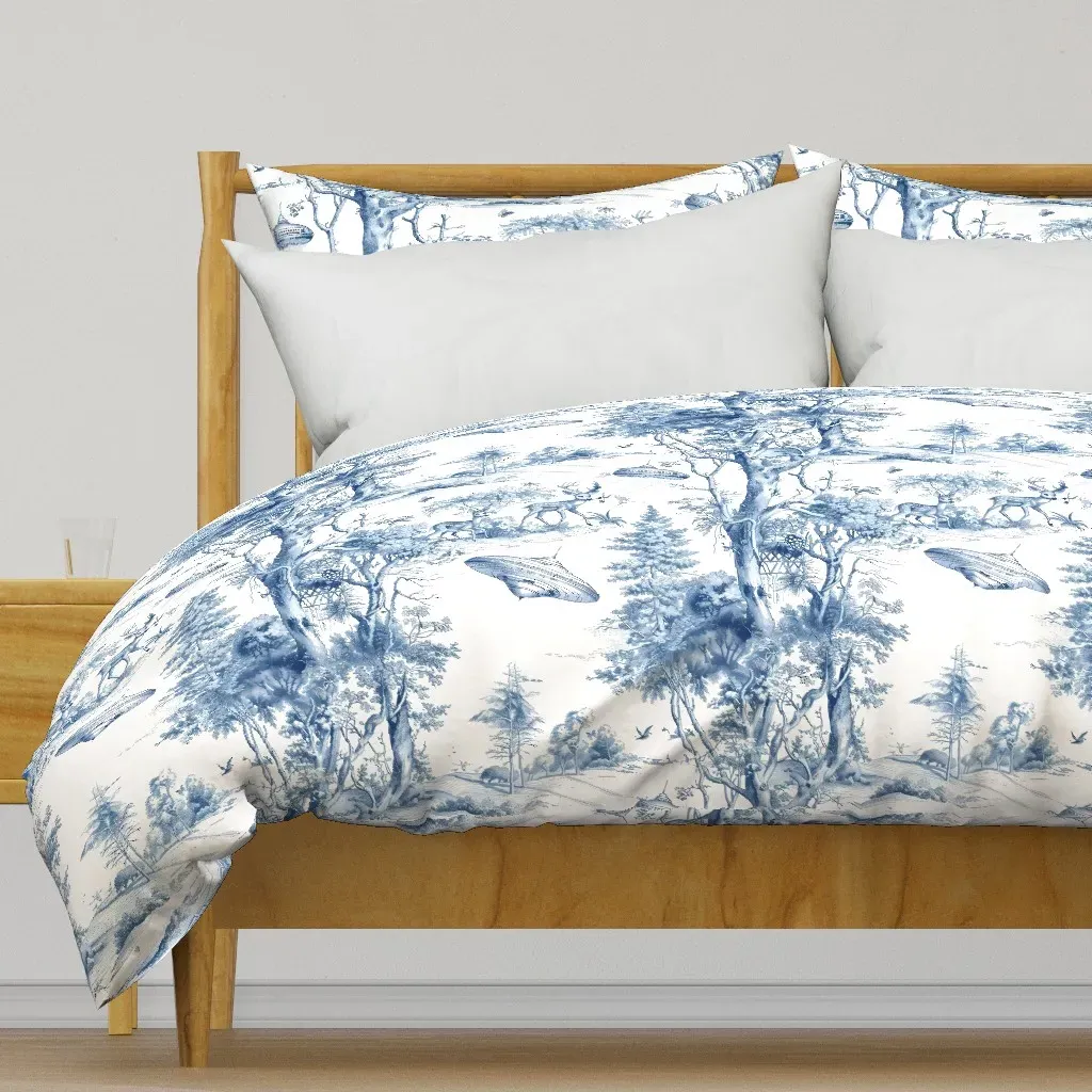 Toile UFO and Deer Duvet Cover - Blue product